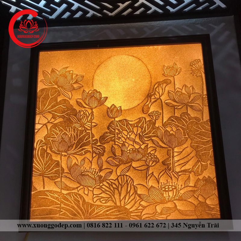 Tranh Trúc Chỉ Hoa Sen Vuông TTC-11